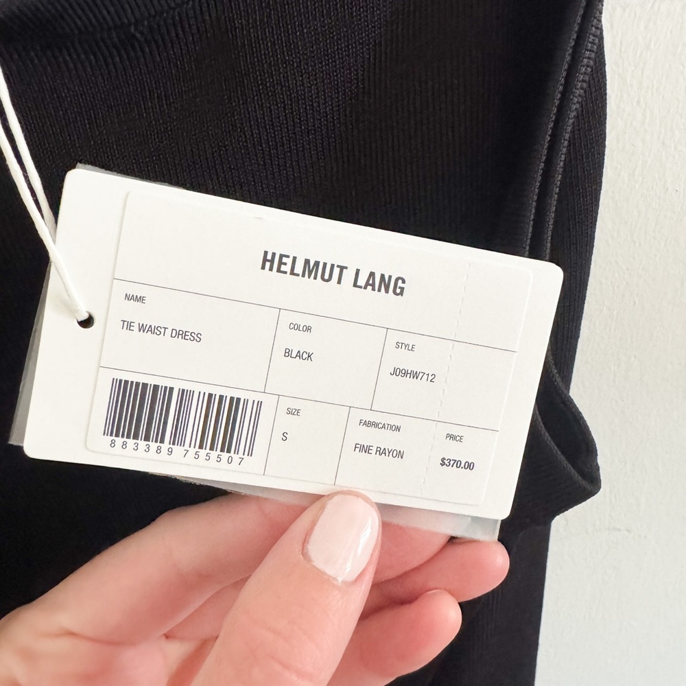 NWT Helmut Lang Black Knit Tie Waist Dress S - Picture 5 of 8